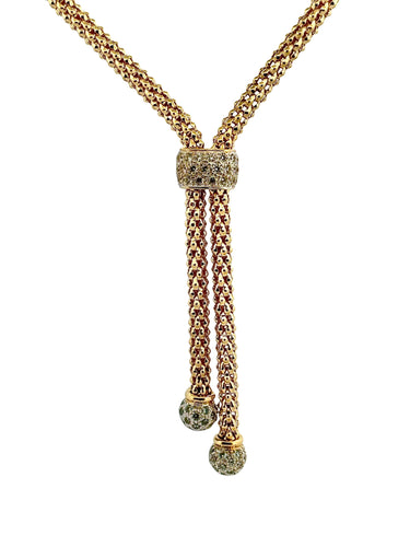 Collier Collier maille popocorn à pompom en or 18 carats 58 Facettes