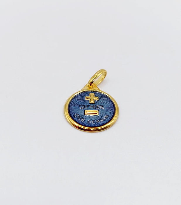 Pendentif AUGIS - Pendentif médaille d'amour or jaune  - L'Élégante Bleue Foncée 58 Facettes J10794X000