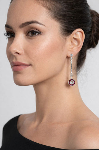 Boucles d'oreilles Boucles d'oreilles rubis style Art déco œil-de-perdrix 58 Facettes 50203