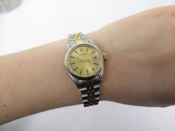 Montre vintage montre ROLEX lady date jubile 6917 26 mm en or & acier automatique 58 Facettes 268181