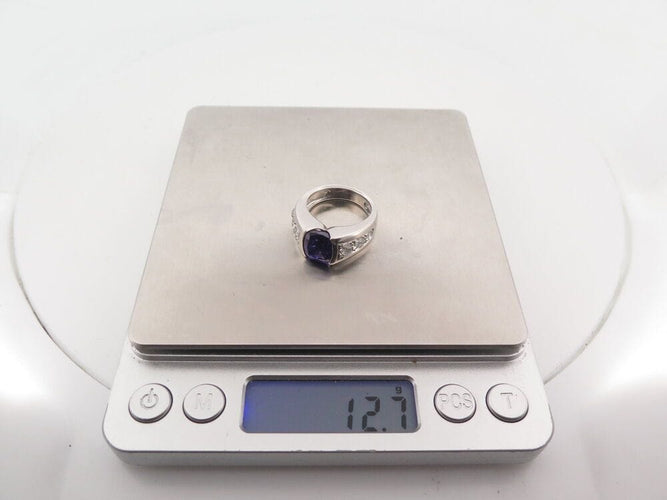 Bague 57 bague sertie pierre tanzanite 5 ct 6 diamants 1.3ct t57 en or blanc 12.9g 58 Facettes 267525