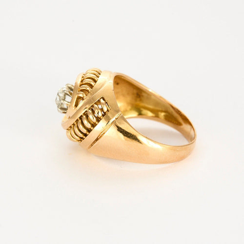 Bague 57 Brague rétro en or rose et diamant 58 Facettes GU172