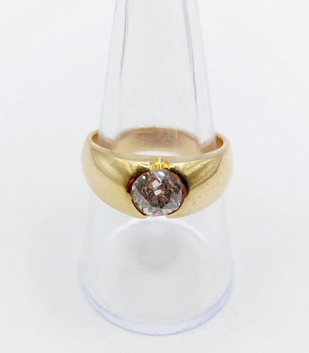 Bague 57.5 Bague jonc dôme en or 18k et diamant taille ancienne 1,10 carat 58 Facettes A06531