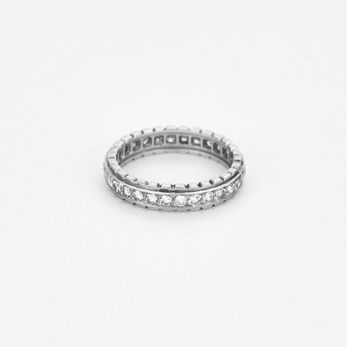 Bague 56 Alliance américaine en platine et diamants 58 Facettes DAX0011