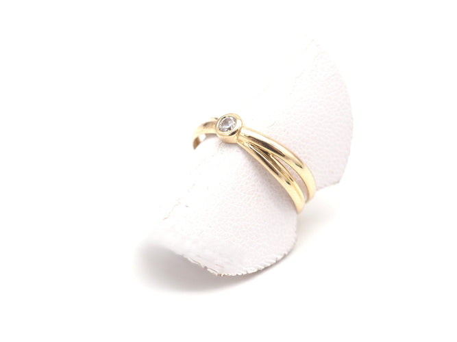 Bague 53.5 Bague double anneau or jaune et diamant 58 Facettes