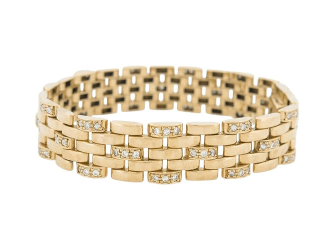 Bracelet bracelet CARTIER panthere 5 rangs diamants 1.58ct 18cm or jaune 18k 40gr 58 Facettes 270499
