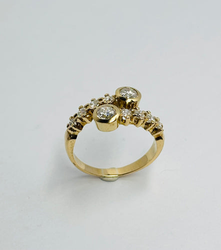 Bague 55.5 Bague contemporaine à griffes en or jaune et diamants 1,00 ct 58 Facettes Q386B