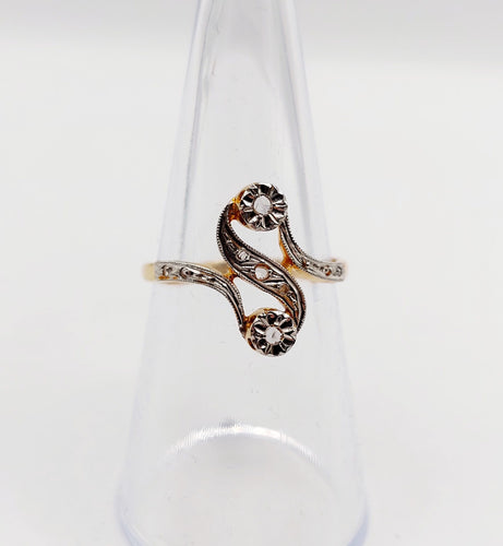 Bague 53 Bague toi et moi antique en or 18k et diamants taille roses 58 Facettes A06396