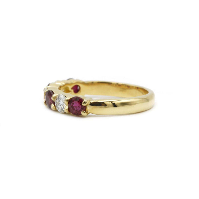 Bague 54 Demi Alliance or jaune diamants rubis 58 Facettes 220120R