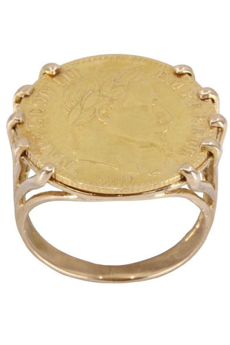 Bague 54 BAGUE PIÈCE 10 FRANCS NAPOLEON III 58 Facettes 085221