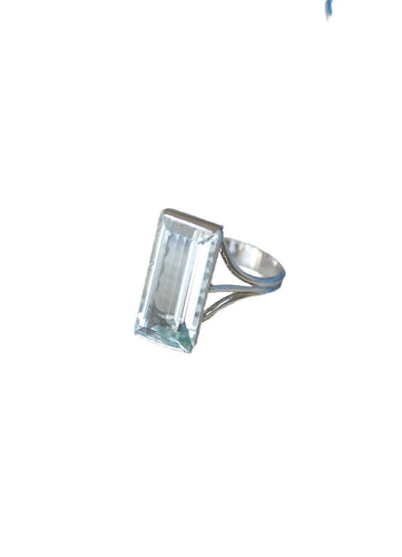 Bague 58 Bague Cocktail Aigue Marine 8,00 Cts sur Or Blanc 58 Facettes