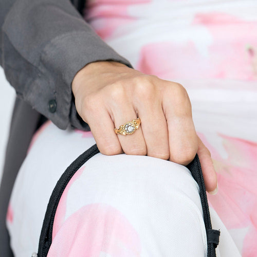 Bague en or jaune, or blanc et diamants