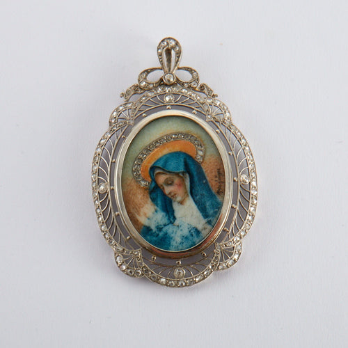 Pendentif Pendentif Platine Diamants Vierge 58 Facettes