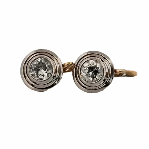 Boucles d'oreilles en argent et or bas avec gros diamants