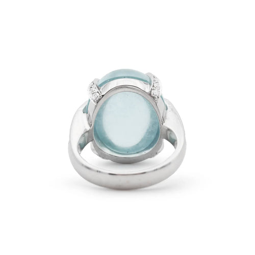 Bague Bague en or blanc avec aigue-marine de 18,5 ct et diamants de 0,40 ct 58 Facettes 17675