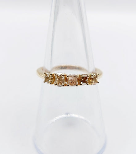 Bague 52.5 Demi alliance vintage or 14k et 0,95 carats diamants radiant Fancy Yellow 58 Facettes A06113