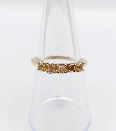 Bague 52.5 Demi alliance vintage or 14k et 0,95 carats diamants radiant Fancy Yellow 58 Facettes A06113