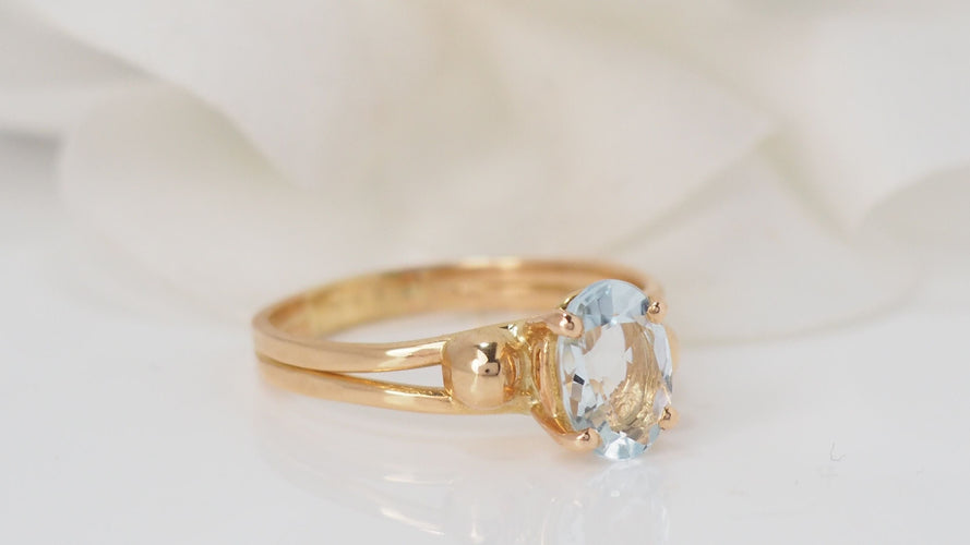 Bague 54 Bague vintage en Or jaune et aigue marine 58 Facettes 31667