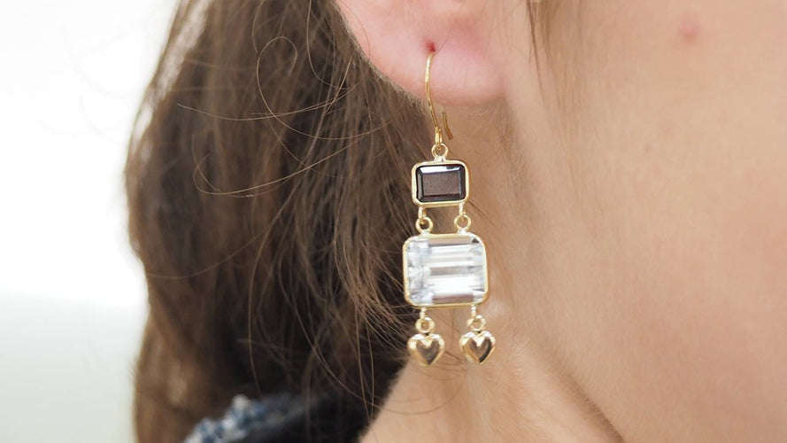 Boucles d'oreilles Boucles d'oreilles en or jaune, aigue marine et grenat 58 Facettes 31504