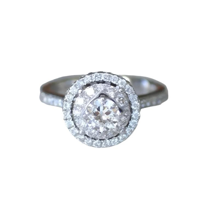 Bague Cible Double Entourage or blanc diamants