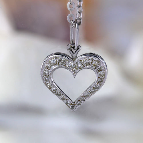 Collier Pendentif coeur diamants et sa chaine or blanc 58 Facettes 25-048