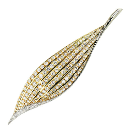 Pendentif Broche/pendentif élégant en or en forme de feuille avec diamants 58 Facettes 1702