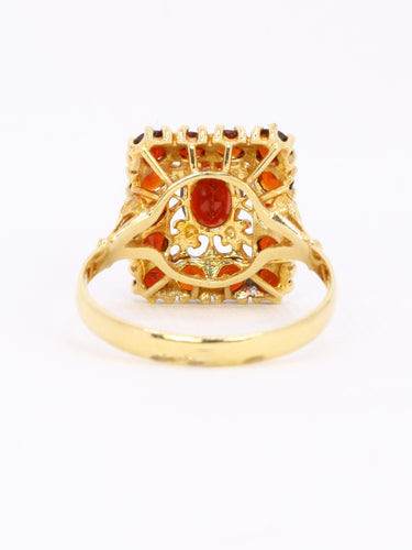 Bague vintage or jaune grenats