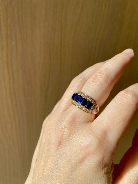 Bague 53 Illario - Natural Sapphire and Diamond Band Ring 58 Facettes