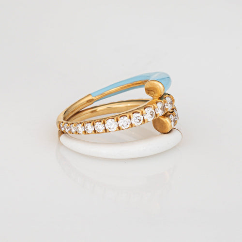 Bague Bague Melissa Kaye en or jaune 18 carats avec diamant 1 carat et émail, bijouterie fine 58 Facettes G14021