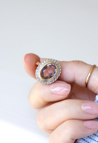 Bague 56 Bague Style Art Déco Améthyste et Diamants 58 Facettes