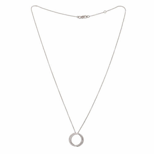 Collier Collier deux cercles en or blanc pavé de diamants 58 Facettes C83