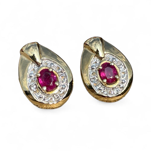 Boucles d'oreilles Boucles d’oreilles or jaune 18K, rubis, diamants 58 Facettes 120
