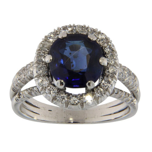 Bague 55.5 Bague en or blanc avec saphir et diamants 58 Facettes G3860