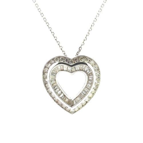 Collier Coeur en Or Blanc et Diamants