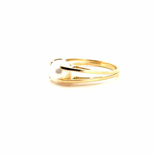 Bague 54 Solitaire Or jaune perle de culture 58 Facettes 75-GS38494-3