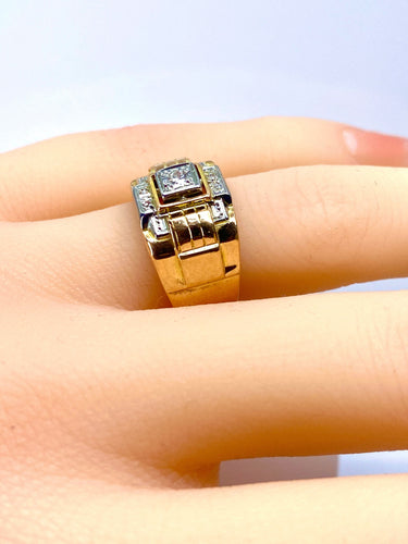 Bague 52 Bague Tank en or jaune et diamants 58 Facettes AB652