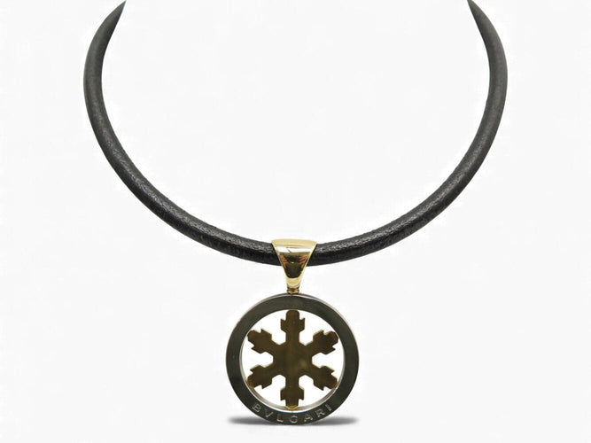 Collier collier BULGARI tondo pendentif flocon de neige or jaune 18k acier 58 Facettes 271635