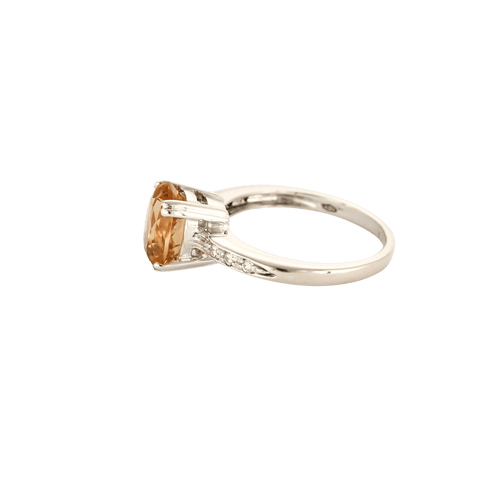 Bague 57 BAGUE CITRINE OR BLANC & DIAMANTS. 58 Facettes BO/240004