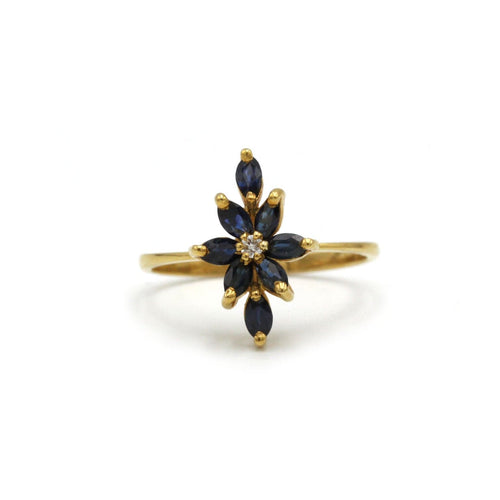Bague - Or jaune, Saphir & Diamants