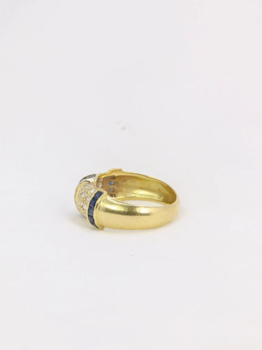 Bague 54 Bague jonc vintage or diamants saphirs calibrés 58 Facettes J178