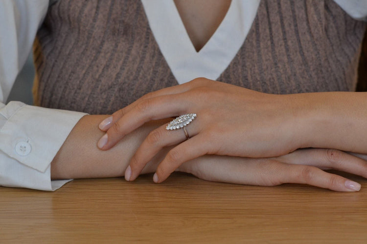 Bague vintage marquise diamants