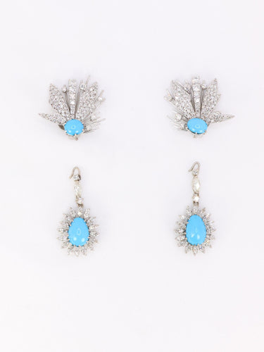 Boucles d'oreilles Boucles d'oreilles pendantes turquoises diamants 58 Facettes 1118.2