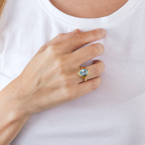 Bague 54 Bague aigue-marine 58 Facettes LP635