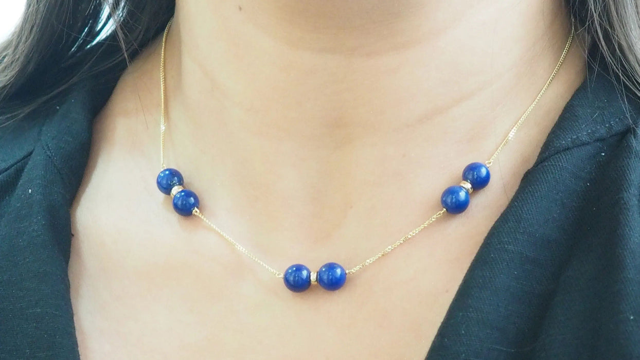 Collier Collier or jaune lapis lazulli 58 Facettes 32776