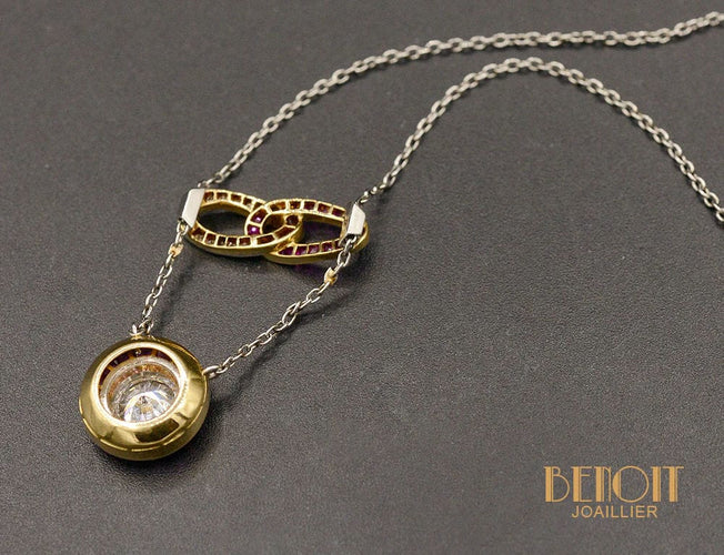Collier Collier pendentif Art Déco diamant, rubis calibrés 58 Facettes A10447