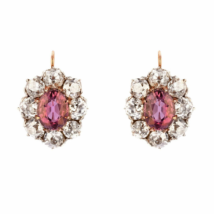 Boucles d'oreilles Boucles d'oreilles anciennes marguerites saphirs roses et diamants 58 Facettes 24-287