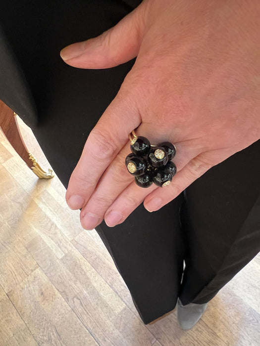 Bague Grelots onyx et diamants