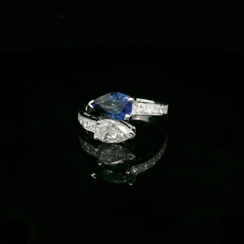 Bague Toi & Moi diamond sapphire Ring 58 Facettes