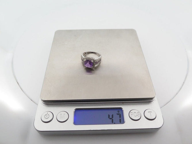 Bague 55 bague MATY or blanc amethyste et diamants 58 Facettes 259030