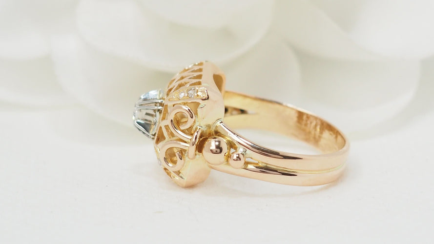 Bague 54 Bague ajourée en or jaune et diamants 58 Facettes 32422